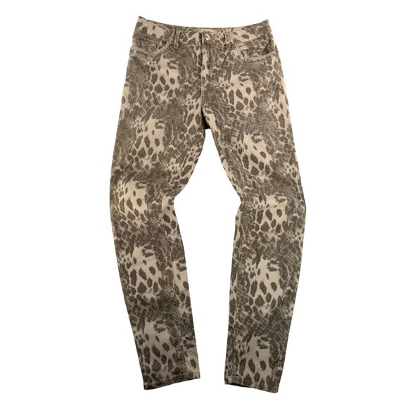 Mos Mosh Animal Print cropped slim fit pants mottled Brown boho sz M - Picture 1 of 9